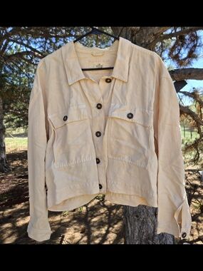 Marine Layer Cream Utility Jacket with Front Pockets